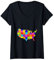 Womens American Map USA, United States America Jigsaw Autism Puzzle V-Neck T-Shirt