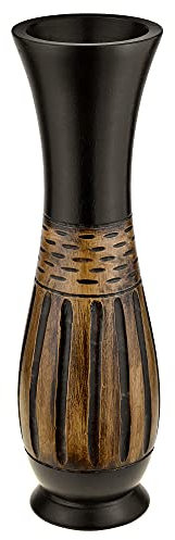 AeraVida Moderner dekorativer brauner und schwarzer Mangobaum mit handgeschnitzten Linien, Holzvase, elegante, handgefertigte Dekoration