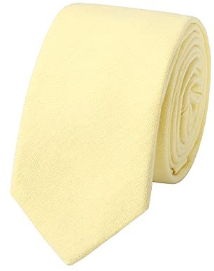 HOULIFE Cravatte per uomo, cravatta da uomo solida, cravatta skinny a righe in cotone per uomo, cravatte sottili da uomo per feste di nozze, Giallo, S