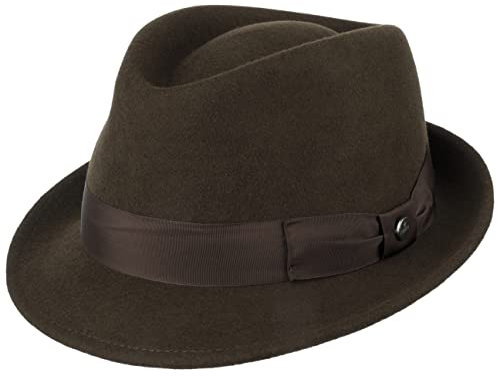 LIERYS Classic Wool Trilby Hut Damen Herren Wollfilz Outdoor wasserabweisend Packable Fedora Sommer Winter Dunkelbraun M (56-57 cm)