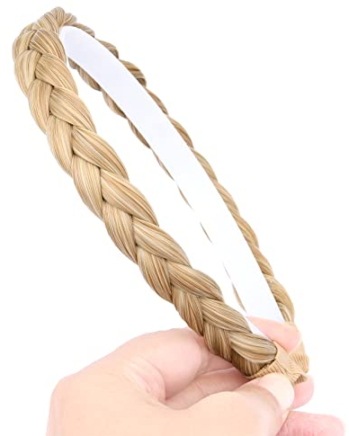 BOBIYA Stirnband Kunsthaar geflochten mit Zähnen Haarband Accessoires für Frauen Mädchen (Honey Blonde)