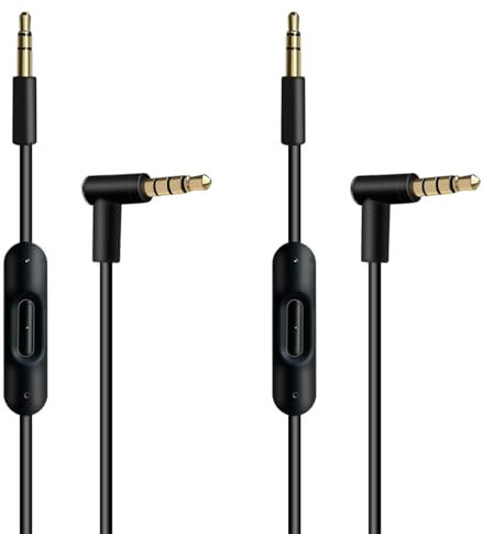 MQDITH Cavo di ricambio compatibile con Beats Studio, Solo, AUX cavo audio compatibile con Beats Pro, mixr More (nero, 2 pezzi)
