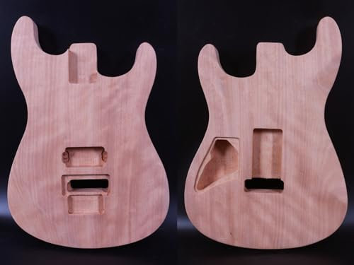 WUQIMUSC Unlackierter E-Gitarrenkörper aus Mahagoniholz, zum Selbermachen für ST Floyd Rose Bridge Stil