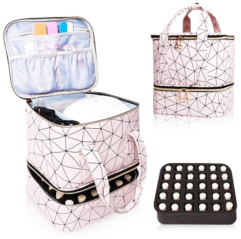 Kosmetiktasche Groß, BYLife Make-up-Tasche Make up Koffer Schminktasche Schminkkoffer Leer Kosmetiktasche Nagellack-Organizer Für 30 Flaschen Beauty Case Nagelkoffer