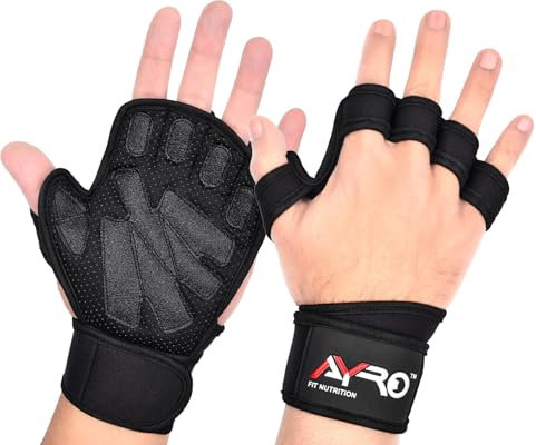 AYRO Trainingshandschuhe für Damen & Herren - Belüftete Gewichtheberhandschuhe mit Handgelenkstütze - Gym Handschuh mit atmungsaktiver Handflächenpolsterung, rutschfester Griff - ideal für