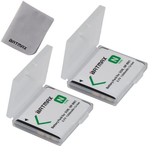 Batmax 2Pcs NP-BN1 Rechargeable Battery for Sony Cyber-Shot DSC-W800 DSC-WX220 DSC-W830 DSC-W810 DSC-QX10 DSC-TF1 DSC-TX5 DSC-TX7 DSC-TX9 DSC-TX20 DSC-TX30