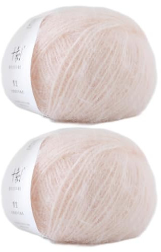 Lerchiyar Snowbaby - Filato di lana acrilica a pelo lungo, (pettinato), caldo e lussuoso, filato peloso, per lavori a maglia e uncinetto, cappelli fai da te, sciarpe, maglioni, 2 x 100 g, 100 g, 180 m