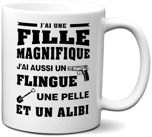 L'Esprit Des Anges Tasse-Mug Cadeau Fille à son Papa -J'ai une Fille Magnifique- Idée Cadeau Humour Papa Original Anniversaire Fête de Pères