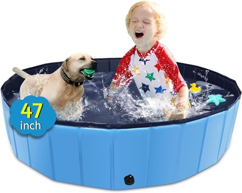 LieIe Piscina Plegable para Perros, Bañera Plegable para Perros, Baño Portátil para Mascotas Bebes Niños, Bañera Gatos, Piscinas para Perros Grandes Medianos Pequeños, PVC Antideslizante (120x30cm)