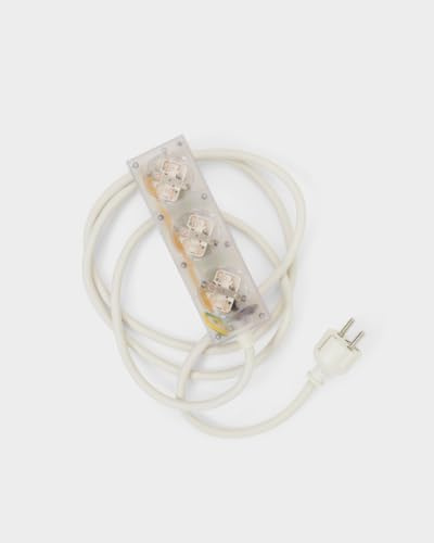 Pedestal Power Bar Ghost, Steckdosenleiste 2m, 3-Fach – Durchsichtig | Praktische, stilvolle Mehrfachsteckdose mit Magnetboden für die Rückseite des TV-Ständers und andere magentische Oberflächen.