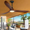 OUENGK Ventilador de Techo de Madera de 152cm con Luz, Ventiladores de Techo de Exterior para Patios Ventilador de Techo de Porche de Dormitorio de Granja