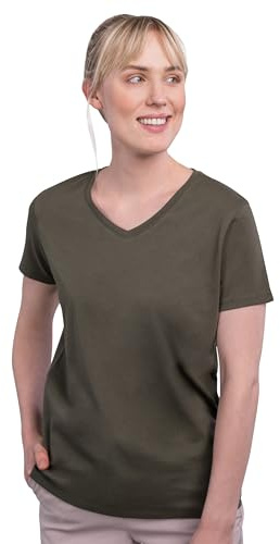 HRM Damen Luxury V-Neck Tee, grün, Gr. 2XL I Premium T-Shirt Damen V-Ausschnitt aus 100% Bio-Baumwolle I Basic Shirt Damen bis 60°C waschbar I Hochwertige & nachhaltige Damen-Oberteile