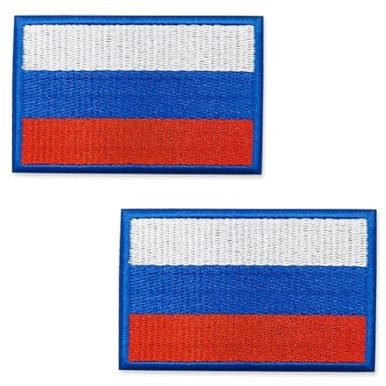 2 Pack Russian Flag Embroidered Patch Hook Loop Or Iron On Embroidery Badge Cloth Russians Flags Military Tactical Patch for Clothes Hat Backpacks Pride Decorations