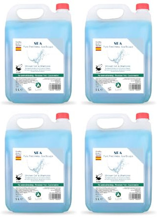 Vitacab Doccia e Shampoo 2 in 1 Aroma SPA – detergente corpo e capelli liquido – confezione da 4 bottiglie da 5 litri – ricarica per dispenser bagno casa hotel palestra - formulazione delicata