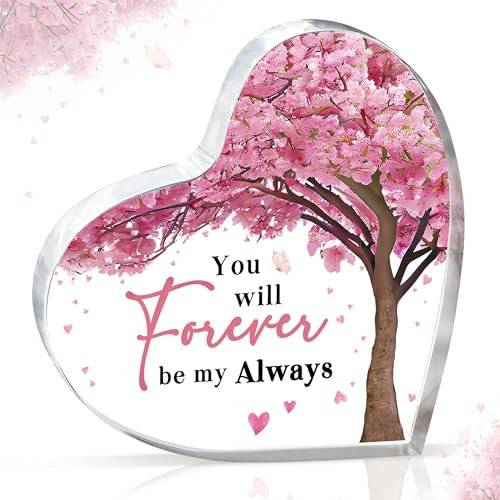Gleevara Gifts for Girlfriend, Romantic I Love You Gifts for Her - Heart Shaped Acrylic Plaque, Cute Girlfriend Christmas Birthday Presents