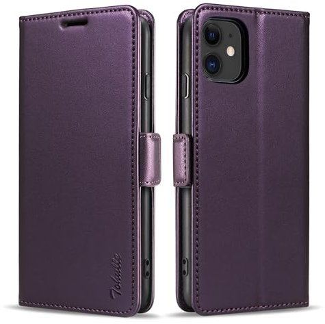 TOHULLE Wallet Case for iPhone 12 Mini (5.4), Premium Flip PU Leather Case RFID Blocking Card Holder Magnetic Closure Kickstand Protective Phone Case Cover for iPhone 12 Mini - Purple