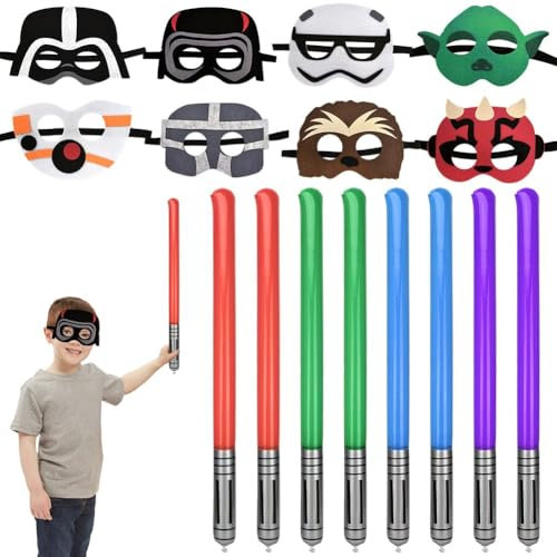 Star Wars - Lot de 16 décorations d'anniversaire - Sabre laser Star War - Petit cadeau de fête - Thème galaxie - Contenu du calendrier de l'Avent pour filles et garçons