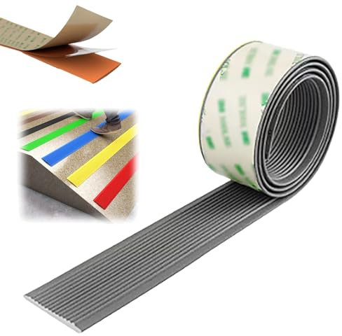 rutschfeste Treppenkante, PVC Treppenkantenprofil, Selbstklebend Winkelprofil Kunststoff Treppen-Kantenschutz Winkelprofil Stufenkantenprofil(Grey,W 4cm)