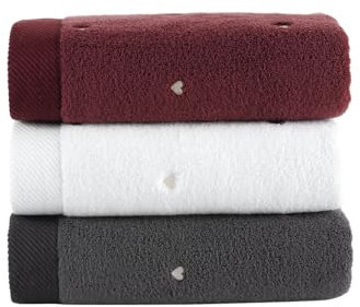 shadow collections Lubow - Asciugamano Ricamato Love Cream 70 * 140 | Fucsia inv