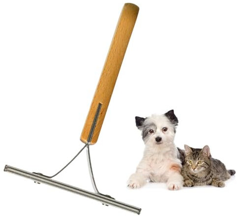 Large Carpet Rake Pet Hair Remover, Pet Hair Removal Tool for Carpet, Portable Wooden Handle Metal Carpet Scraper, Household Sofa Fluff Hair Remover, Furniture Fabric Shaver, Dog and Cat Hair Remover