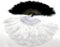 Jingsen 2-Pack Lace Feather Folding Fan - Artificial Feathers Hand Fan for Cheongsam Show, Wedding, Halloween & Christmas Party Props, Chinese Style Classical Dance Fan (Black+White)
