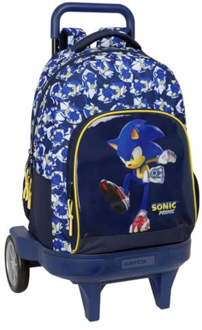 Safta SONIC CITY - Mochila Grande con Ruedas, Compact Evolución, Extraíble, Ideal para Niños de Diferentes Edades, Cómoda y Versátil, Calidad y Resistencia, 33x22x45 cm