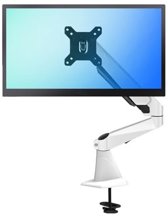 Monitor Arm Desk Mount，Single Monitor Mount, Gas Spring Monitor Arm Desk Mount with Clamp, Fully Adjustable Single Monitor Arm Fits 15-27 inch Screens, Holds up to 17.6 lbs(Svart)(Bianco)