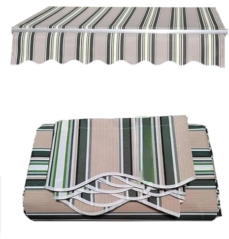 Einziehbare Markise Baldachin Ersatzstoff, Wasserdicht Outdoor Fenster Markisenstoff, Universal Polyester Stoff mit 280g Streifenmuster für Auto Seitenmarkise