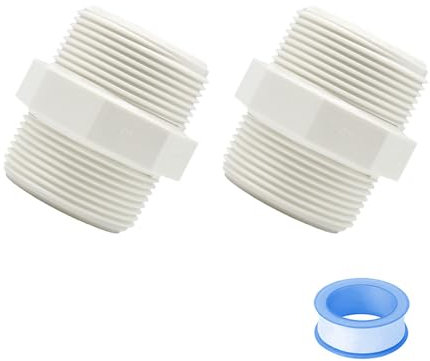 HayEastdor Lot de 2 raccords de tuyau en PVC de 3,8 cm G1-1/2 x G1-1/2 mâle vers mâle HE023-1-1/2