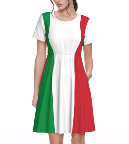 BGSHJVF Italienische Flagge Print Sommerkleider für Frauen, alltägliche Maxikleid, für Ostern und Strandurlaub, schwarzes, XXL