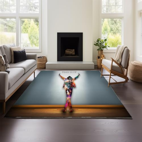 MeeTe Weicher, Flauschiger Michael Jackson Teppich fürs Wohnzimmer, großer, Rutschfester Schlafzimmerteppich, waschbarer Teppich für Wohnzimmer, Schlafzimmer, Küche (MJ 01,120x160 cm)