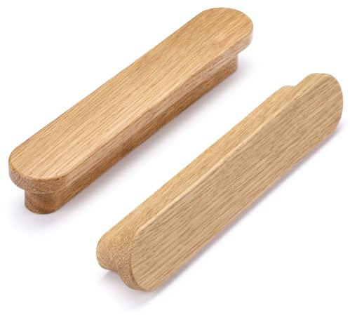 SYZOW 6 Stück Schrankgriffe Holz，Holzgriffe für Schränke, Lochabstand 128 mm, für Küchenmöbel Schubladen und Holzgriffe Kommode (Eichenholz)