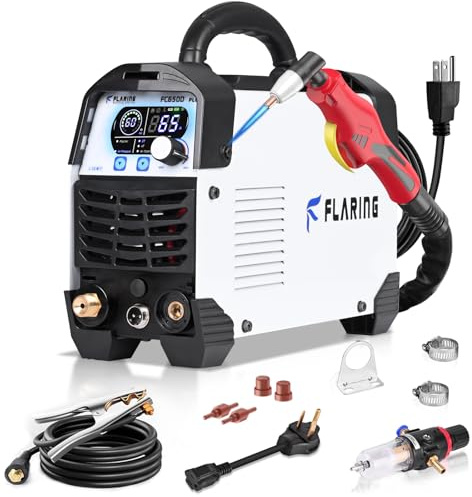 FLARING FC650D PLUS Plasmaschneider, 65 A, Touch-Arc Plasmaschneider, Maschine, 120/240 V, Dual-Spannung, Digitalanzeige, Hochfrequenz-IGBT-Wechselrichter, Post Air/2T/4T, 5/8 Zoll sauberer Schnitt