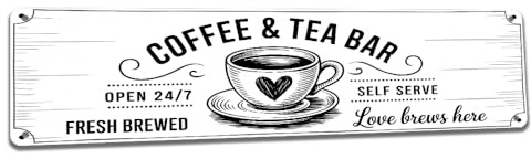 Schild mit Aufschrift Coffee & Tea Bar für herbstliche Küchenecke, gemütliche Heißgetränkestation oder Thanksgiving-Café, 20,3 x 30,5 cm