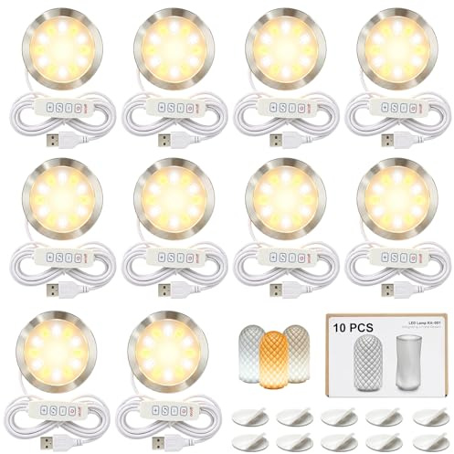 BamoSegD 10PCS Kit lampade LED 001 for Bambu Lab H2D/X1/P2S/A1 mini, 3 colori compatibile con stampanti 3D Anycubic, ricambi DIY, alimentazione 5V USB, luce calda 3000K
