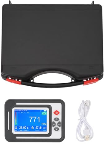 CO2 -Detektor Kohlendioxiddetektor hoher Genauigkeit tragbarer CO2 -Messgerät mit Temperaturfeuchtigkeitssensor für Wachstum Zelte Weinkellerbüros Küchen ABS Material 3,5 Zoll LCD (Weiß)