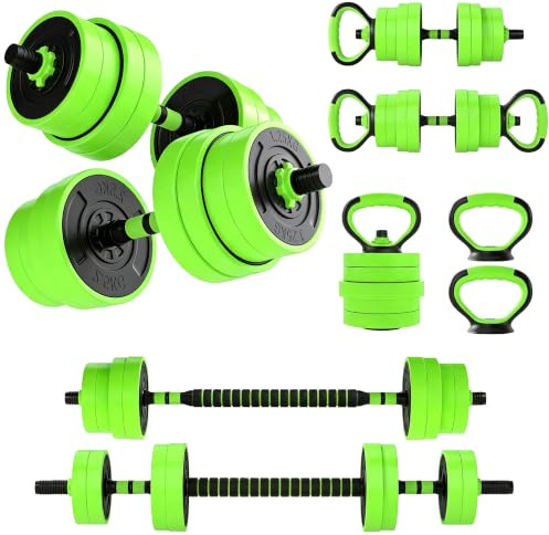 SPORTNOW Verstellbares Hantelset, 4 in 1, 30kg, Gewichtsset als Kettlebell, Langhantel, Kurzhantel oder Liegestützständer, Fitnessgeräte für Männer und Frauen, Home Gym