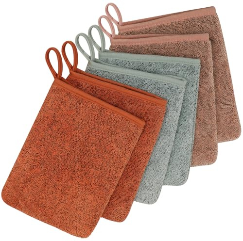 COZYMIRE Waschlappen 6er Set - Weich 15x21cm Waschhandschuh Weich Saugfähig | Waschhandschuh Set Weich Wasseraufnahme Frottee für Gesichtsreinigung & Empfindliche Haut