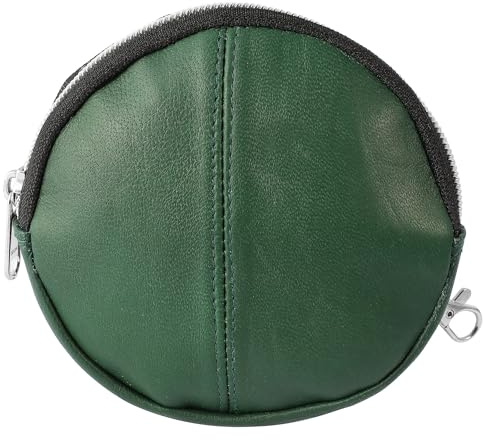 Excellanc Geldbörse für Damen aus Leder in Grün, Geldbeutel mit Reißverschluss in 11,5 x 11,5 x 2,5 cm