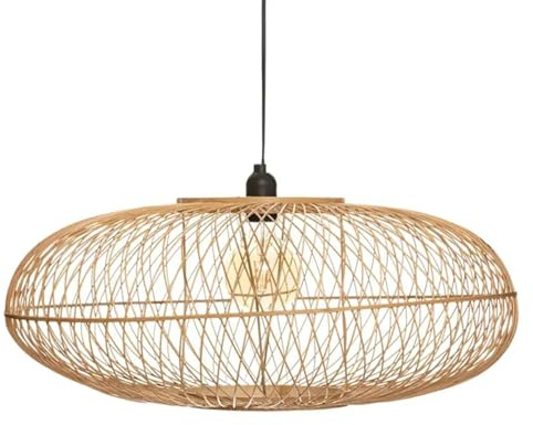 PEGANE Lampe à Suspendre Luminaire Suspension plafonnier en Bambou Naturel - Diamètre 60 x Profondeur 25 cm