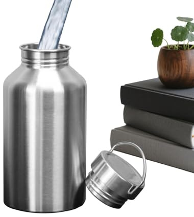 Botella de agua con asa superior, taza de viaje de acero inoxidable de 2 L, botella de agua de boca ancha de gran capacidad, para mujeres, hombres, niñas, niños, bebidas, fitness, verano, pesca