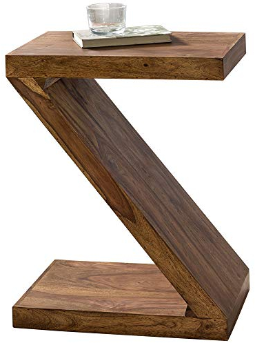 FineBuy Beistelltisch Massivholz Z Cube 59cm hoch Wohnzimmertisch Landhaus-Stil Braun Couchtisch Farbe wählbar