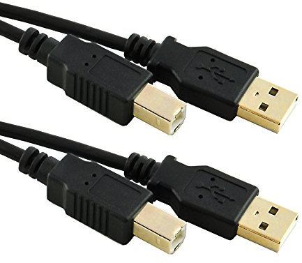 Rhombutech Set 2X 10m Premium USB 2.0 Hi-Speed Kabel A/B, Druckerkabel/Verbindungskabel, A-Stecker auf B-Stecker, hochwertige Verarbeitung, geschirmt für passgenaue Steckverbindung (10m, schwarz)