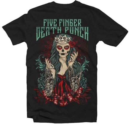 Five Finger Death Punch T Shirt Lady Muerta Band Logo Offiziell Herren
