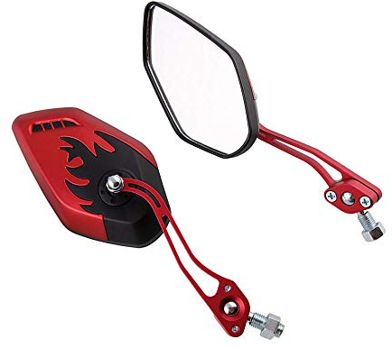 Mintice rot Motorrad 8mm 10mm Side Spiegel ATV Roller Fahrrad Flamme Feuer Motorradspiegel