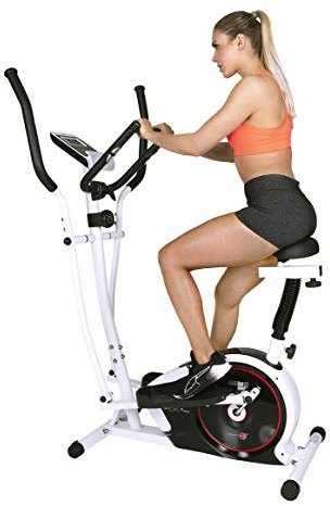 Christopeit Sport Crosstrainer CT 4 mit Sitz, Cross- und Heimtrainer 2 in 1 – schwarz/weiß – ca. L 111 x B 66 x H 152 cm