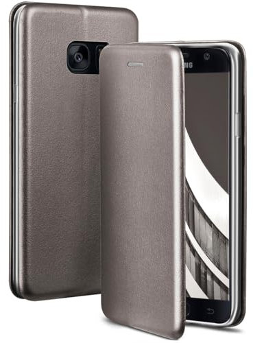 ONEFLOW Business Case für Samsung Galaxy S7 Handyhülle klappbar mit Standfunktion, Klapphülle Flipcase Cover Dünn, PU Leder Hülle mit Kartenfach, 360 Grad Schutzhülle, Taupe