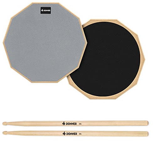 Donner Pad per Allenamento da 12 inch Drum Pad pratica con bacchette in acero Grigio
