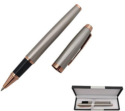 Accod Ballpoint Pen Student Gel Pen Signing Pen Metal Shell Streamlined Ballpoint Pen Gift For Student Family and Friends -0.5MM (Silver)