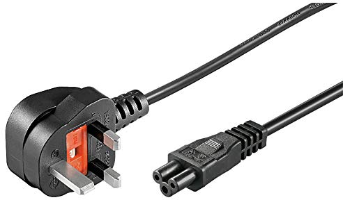 PremiumCord Netzkabel 230V 2m, Stromkabel mit UK Stecker auf Kaltgerätebuchse C5, IEC 320, PC Netzkabel 3 Polig, Farbe schwarz